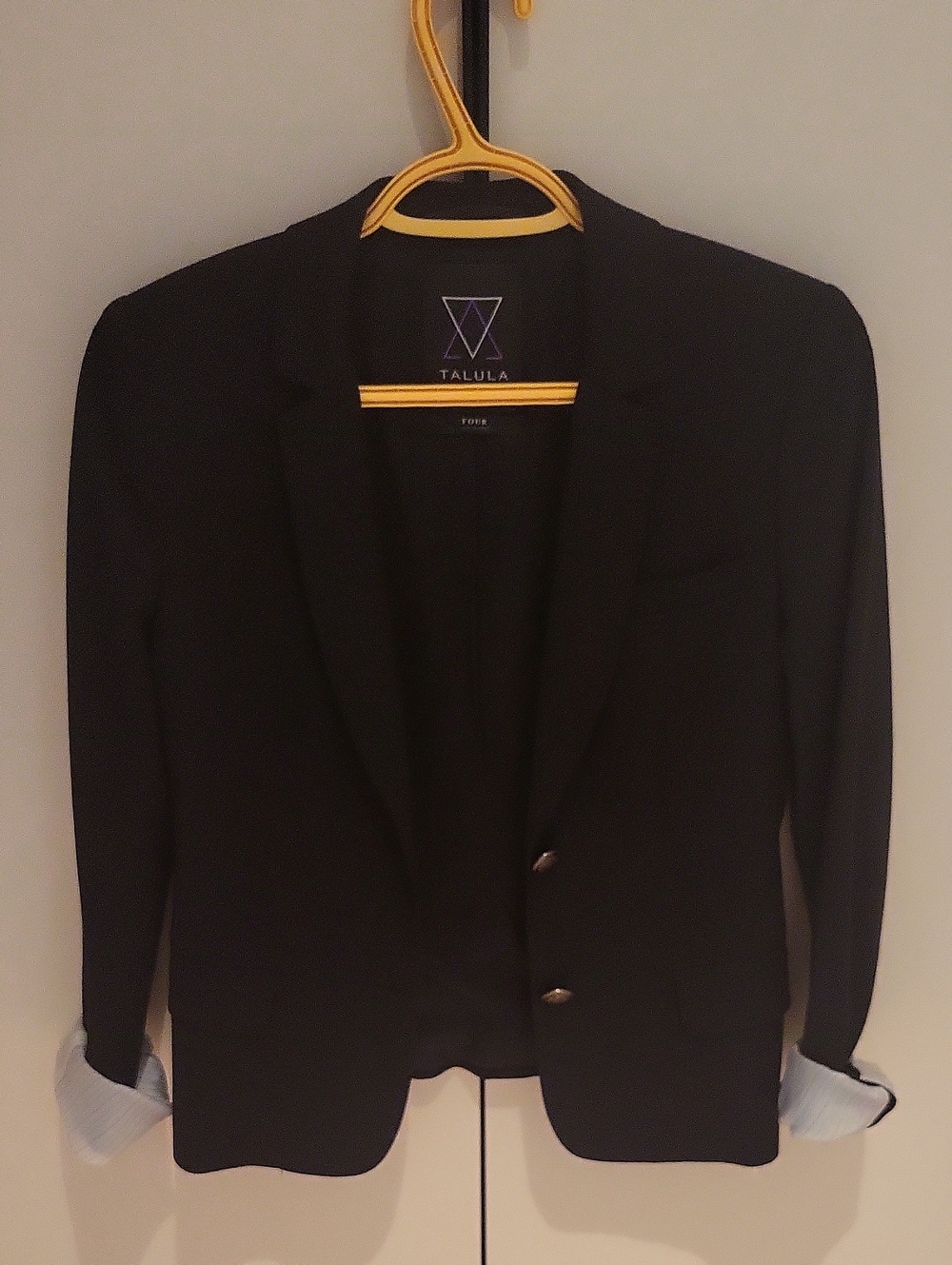 Talula Black Single-Breasted Blazer with Notch Lapel